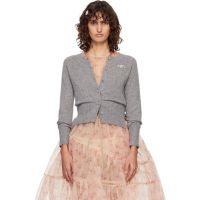 Simone Rocha Gray Embellished Relaxed Cashmere Cardigan 261405F095005