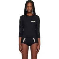 Simone Rocha Black Embellished Underpinning T-shirt 261405F110002