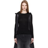 Simone Rocha Black Bow Ribbon Tail Long Sleeve T-shirt 261405F110009