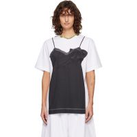 Simone Rocha White & Black Bow Sash Slip Dress Trompe LOeil T-shirt 261405F110017