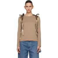 Simone Rocha Tan Bow Ribbon Tail Long Sleeve T-shirt 261405F110032