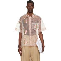 Simone Rocha Pink Sheer Patchwork Boxy Shirt 261405M192012