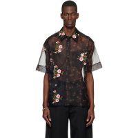 Simone Rocha Black Sheer Patchwork Boxy Shirt 261405M192013