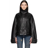 MATIERES FECALES Black Parma Leather Jacket 261412F063000