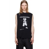 MATIERES FECALES Black Fetische Cut Off Tank Top 261412M214001