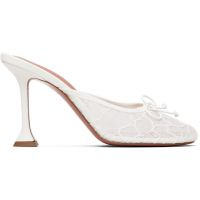 Amina Muaddi White Lila Lace Slipper 95 Heels 261415F118000
