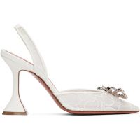 Amina Muaddi White Rosie Lace Sling 95 Heels 261415F122004