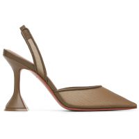 Amina Muaddi Taupe Holli Mesh Sling 95 Heels 261415F122018