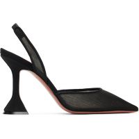 Amina Muaddi Black Holli Mesh Sling 95 Heels 261415F122020