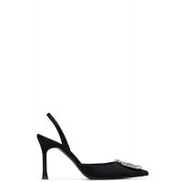 Amina Muaddi Black Camelia Sling 90 Heels 261415F122025