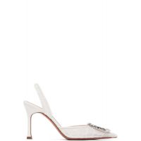 Amina Muaddi White Camelia Lace Sling 90 Heels 261415F122030