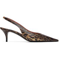 Amina Muaddi Brown Anok Sling 55 Snakeskin Heels 261415F122048