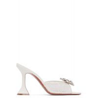 Amina Muaddi White Rosie Lace Slipper 95 Heeled Sandals 261415F125000