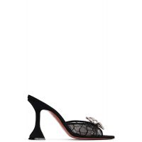 Amina Muaddi Black Rosie Lace Slipper 95 Heeled Sandals 261415F125042