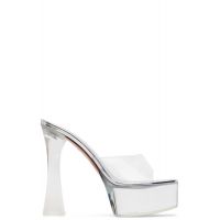 Amina Muaddi Transparent Dalida Glass Plateau Heeled Sandals 261415F125044