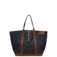 RRL Indigo Leather-Trim Denim Tote 261435M172001