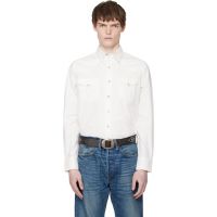 RRL White Slim Fit Poplin Western Shirt 261435M192008