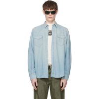RRL Blue Slim Fit Chambray Western Shirt 261435M192011