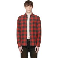 RRL Red & Black Plaid Twill Work Shirt 261435M192013