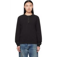 RRL Black Indigo Jersey Henley 261435M211001