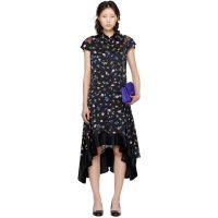 Sacai Black Floral Printed Midi Dress 261445F054005