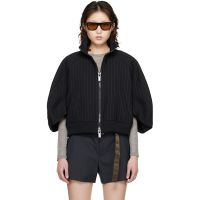 Sacai Black Matelasse Twill Bomber Jacket 261445F058002
