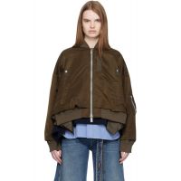 Sacai Brown Nylon Twill Bomber Jacket 261445F058003