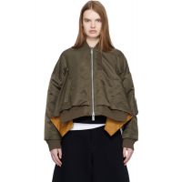 Sacai Khaki Nylon Twill Bomber Jacket 261445F058004