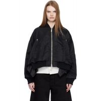 Sacai Black Nylon Twill Bomber Jacket 261445F058005