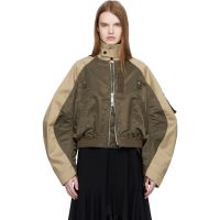 Sacai Khaki & Beige Chino Twill Bomber Jacket 261445F063005