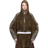 Sacai Brown Chino & Twill Bomber Jacket 261445F063006