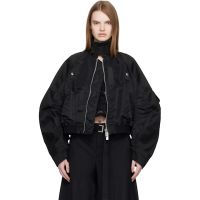Sacai Black Cotton Chino & Nylon Twill Bomber Jacket 261445F063007