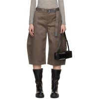 Sacai Taupe Cotton Chino Shorts 261445F087004