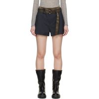 Sacai Gray Suiting & Nylon Twill Shorts 261445F088003
