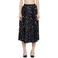 Sacai Black Floral Print Midi Skirt 261445F092002