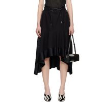 Sacai Black Cotton Broadcloth Midi Skirt 261445F092004