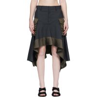 Sacai Gray Suiting & Nylon Twill Midi Skirt 261445F092007