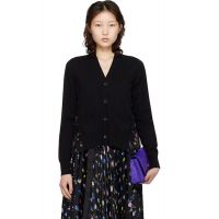 Sacai Black Floral Print Cotton Knit Cardigan 261445F095002