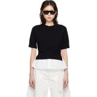 Sacai White & Black Poplin Cotton Knit Sweater 261445F096001