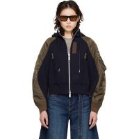 Sacai Navy & Khaki Sponge Sweat Hoodie 261445F097003