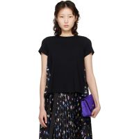 Sacai Black Floral Print T-shirt 261445F110004