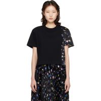 Sacai Black Floral Print T-shirt 261445F110005