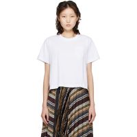 Sacai White & Brown Horizontal Stripe T-shirt 261445F110008