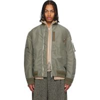 Sacai Khaki Nylon Twill Blouson Bomber Jacket 261445M175002