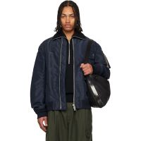 Sacai Navy Nylon Twill Blouson Bomber Jacket 261445M175003