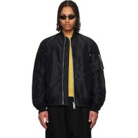 Sacai Black Nylon Twill Blouson Bomber Jacket 261445M175004
