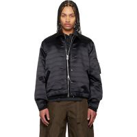 Sacai Navy Horizontal Stripe Blouson Bomber Jacket 261445M175006