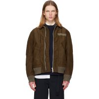 Sacai Brown Treated Nylon Twill Bomber Jacket 261445M175007