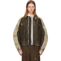 Sacai Beige & Khaki Cotton Chino Nylon Twill Bomber Jacket 261445M175010
