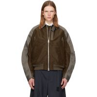 Sacai Brown & Gray Cotton Chino Nylon Twill Bomber Jacket 261445M175011
